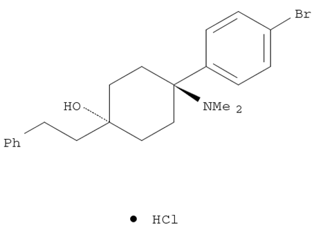 Cyclohexanol, 4-(4-bromophenyl)-4-(dimethylamino)-1-(2-phenylethyl)-, hydrochloride, trans- (9CI) Cyclohexanol, 4-(4-bromophenyl)-4-(dimethylamino)-1-(2-phenylethyl)-, hydrochloride, trans- (9CI)